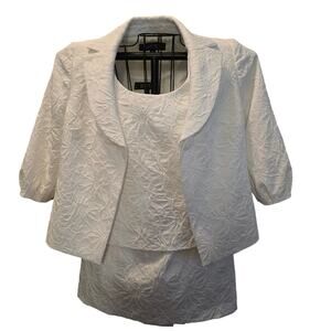 Kasper 3pc Midi Skirt Suit 3/4 Sleeve White Tank-top Size‎ 8 P NWT